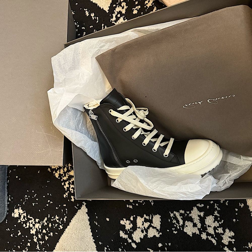 NEW - Rick Owens Ramones Leather High Top (w/ original packaging + receipt)